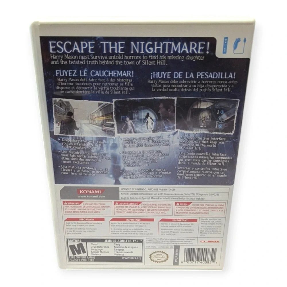 Silent Hill Shattered Memories Nintendo Wii Konami Horror CIB Complete Tested